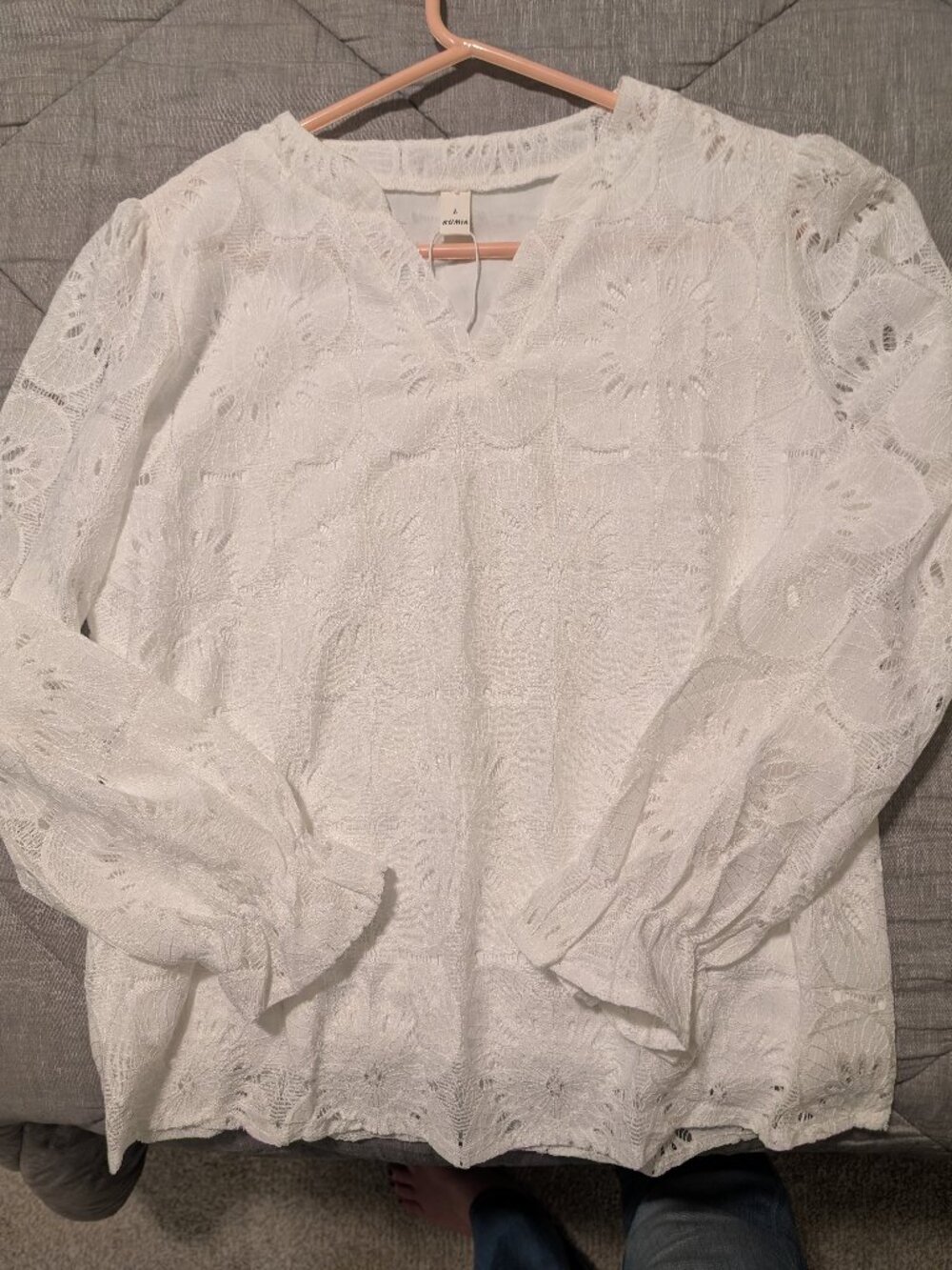 NWT! White Long Sleeve Lace Covered Blouse